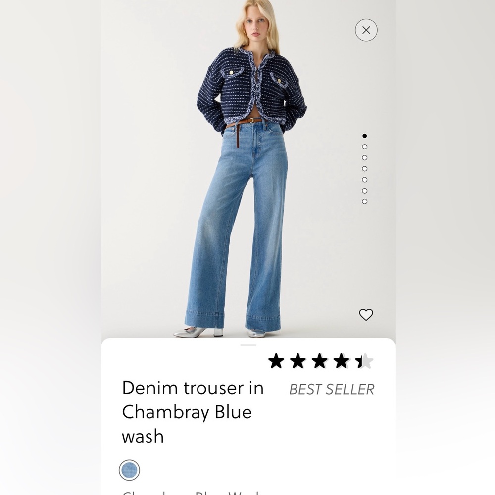 J crew wide leg trouser jean size 34.